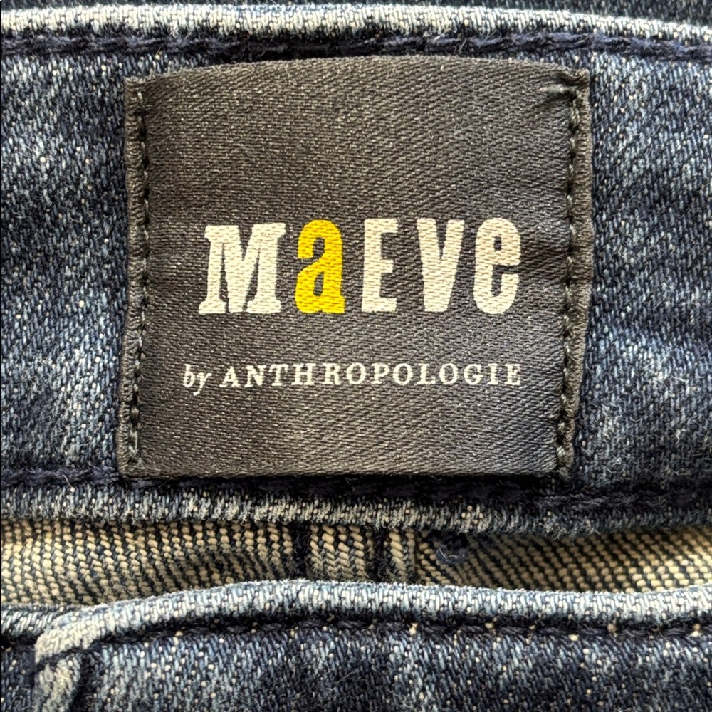 Maeve Anthropologie Dark Wash Stretch Jeans High-Rise Straight Leg Women Size 32 - Picture 14 of 16